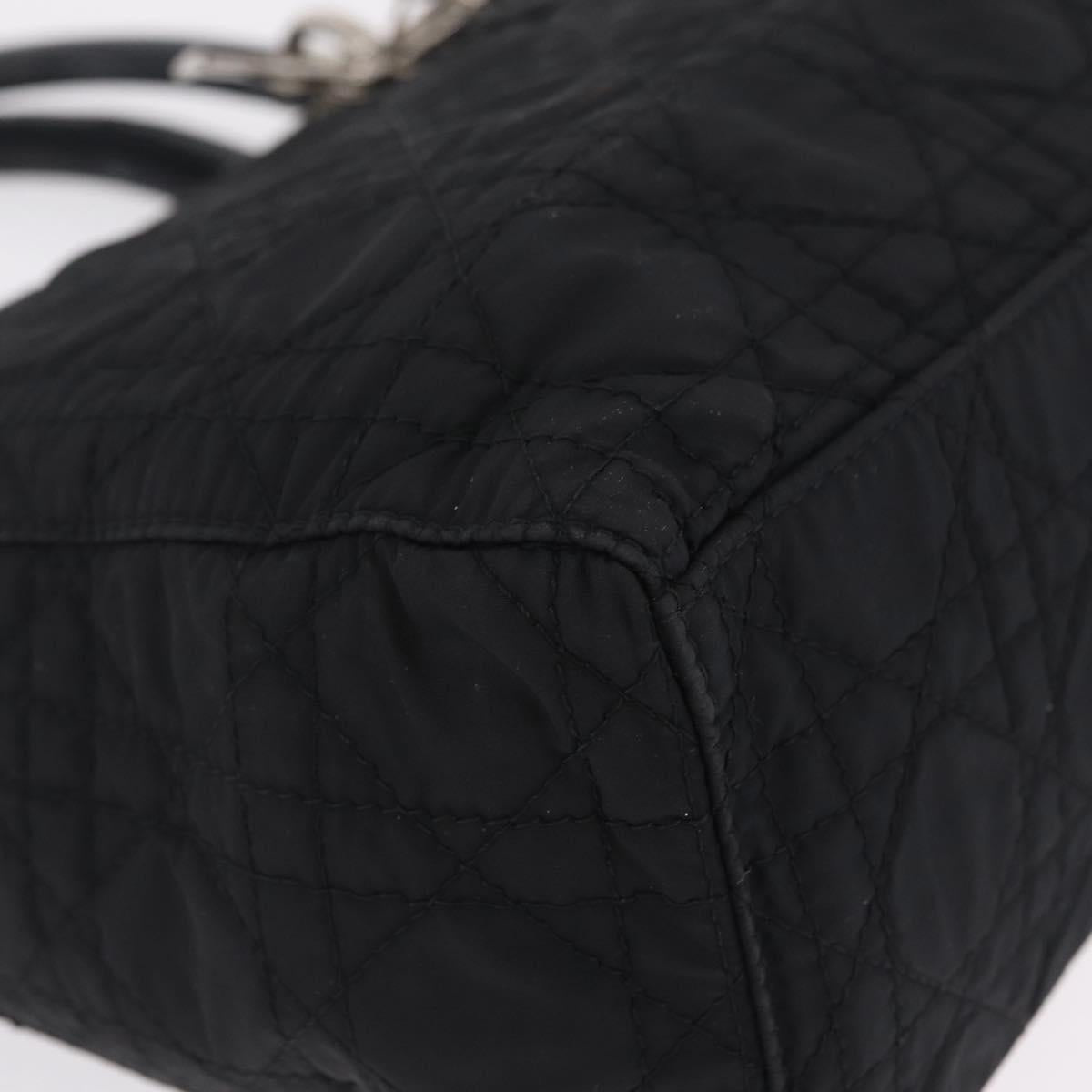 Christian Dior Lady Dior Canage Hand Bag Nylon Black Silver Auth 210819A
