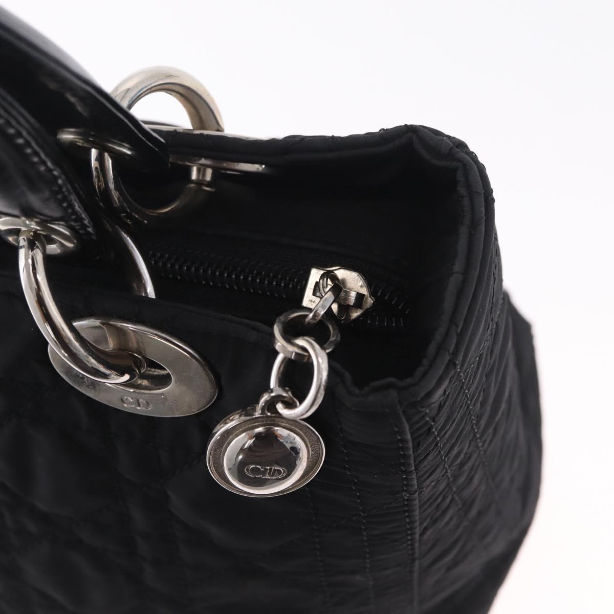 Christian Dior Lady Dior Canage Hand Bag Nylon Black Silver Auth 210819A