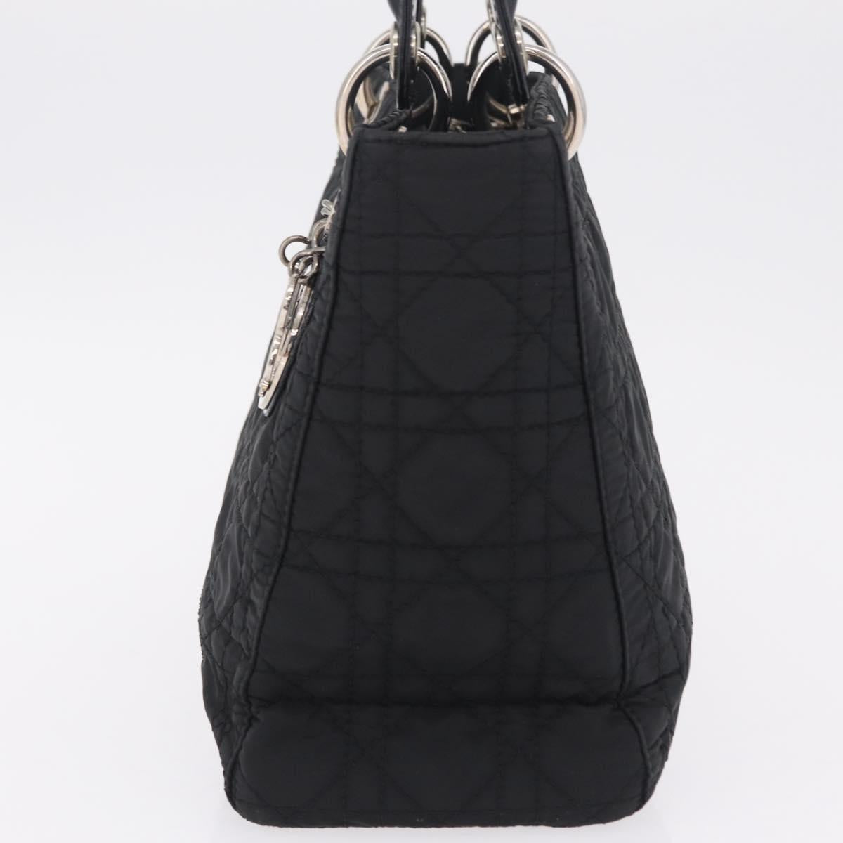 Christian Dior Lady Dior Canage Hand Bag Nylon Black Silver Auth 210819A