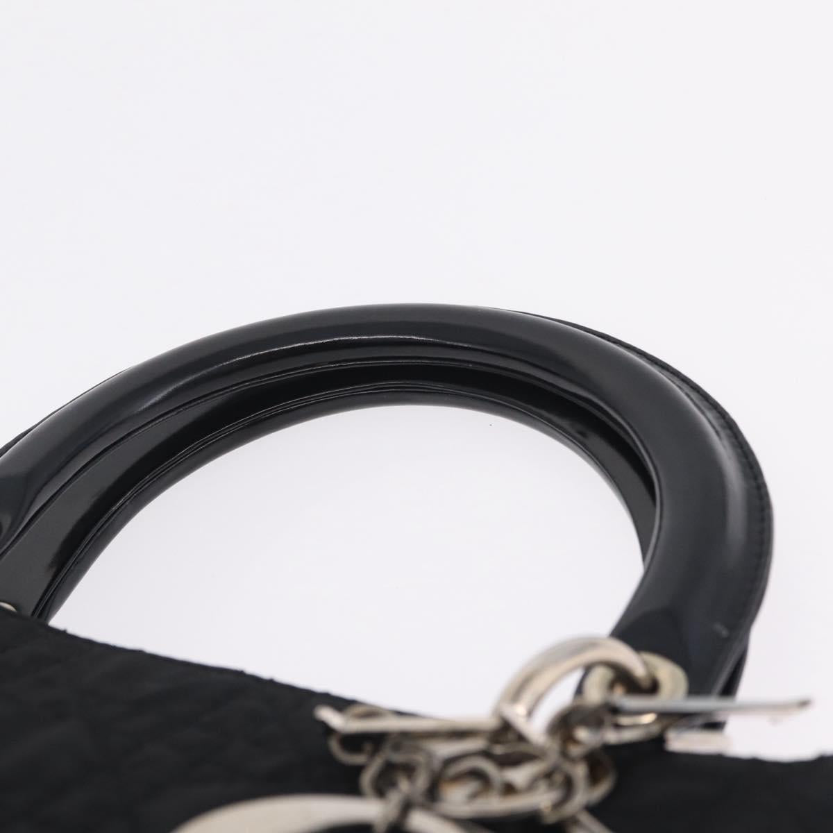 Christian Dior Lady Dior Canage Hand Bag Nylon Black Silver Auth 210819A