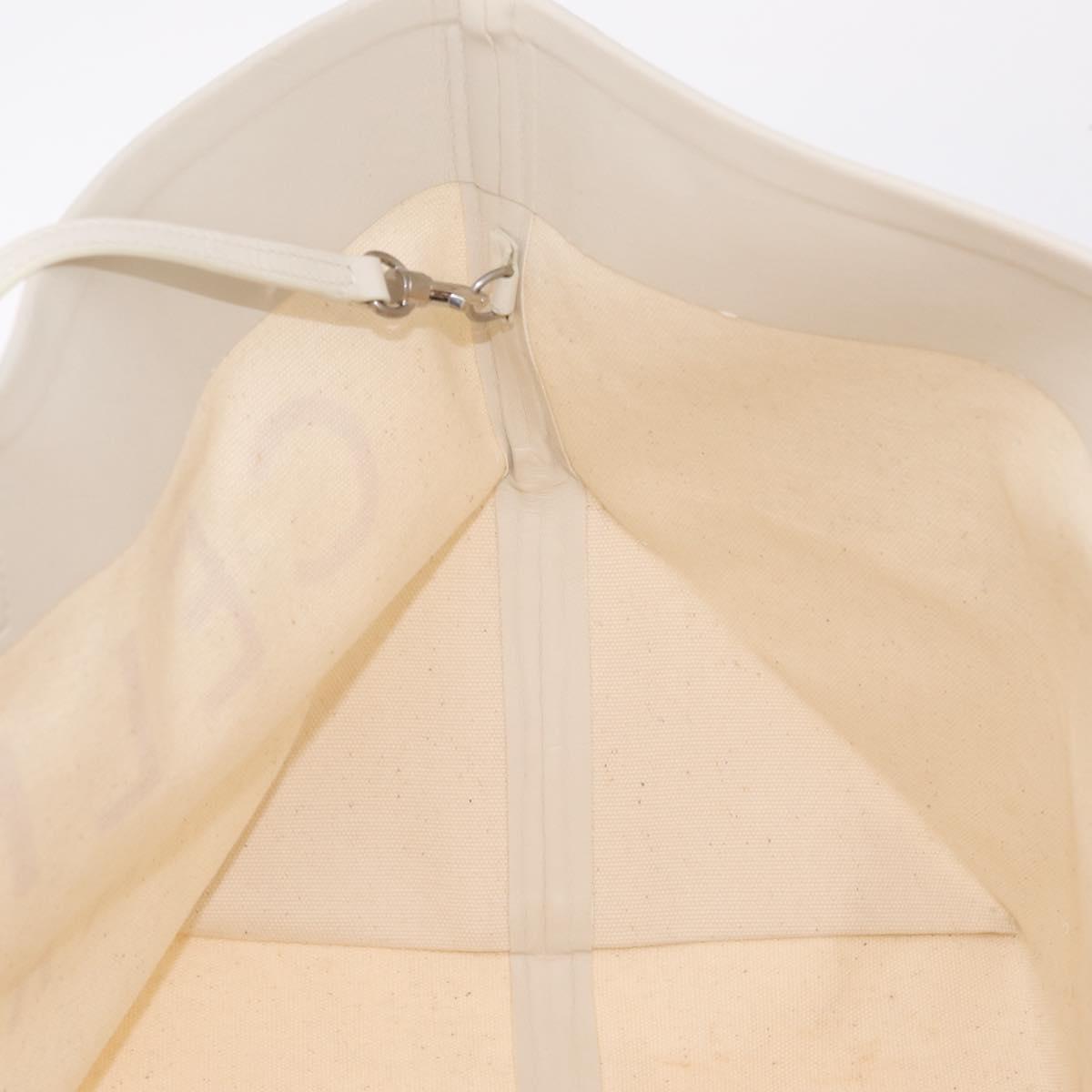 CELINE Hand Bag Canvas Ivory Silver Auth 210821A