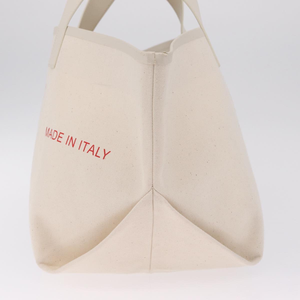 CELINE Hand Bag Canvas Ivory Silver Auth 210821A