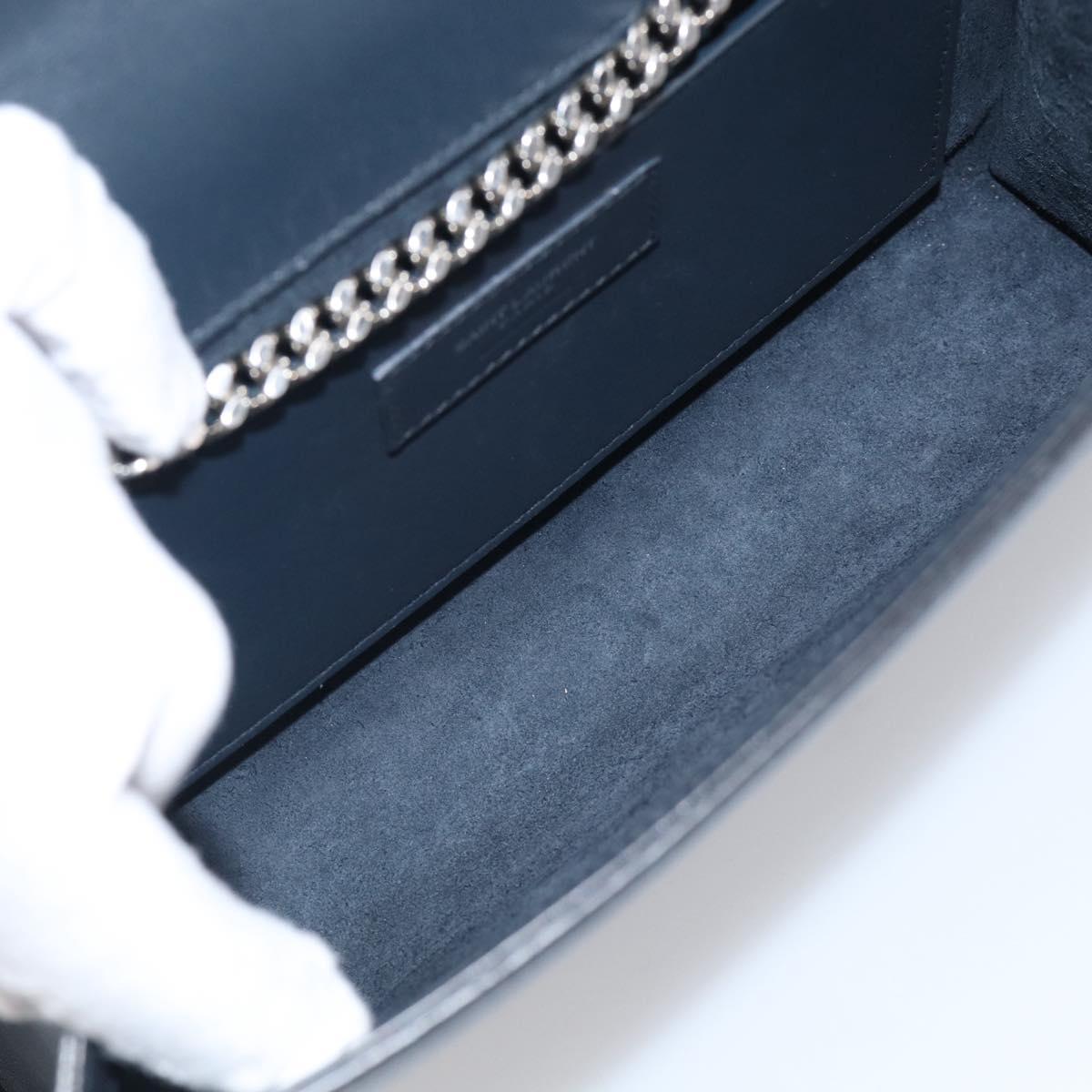 Saint Laurent Kate Chain Shoulder Bag Leather Navy Silver Auth 210824V