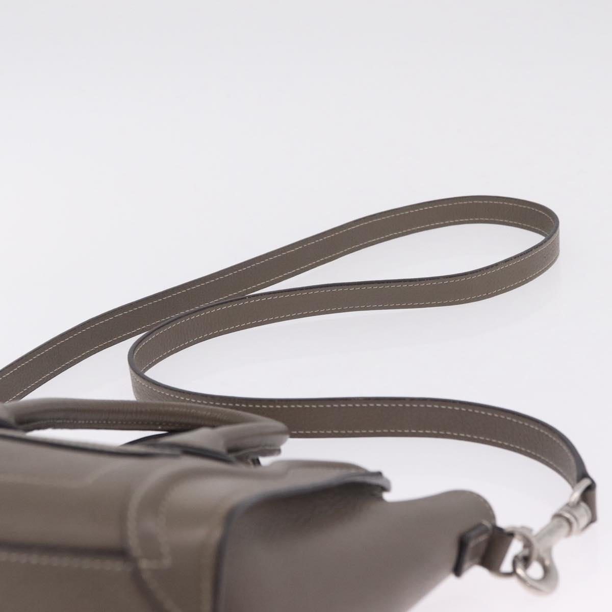CELINE Luggage Nano Shopper Hand Bag Leather 2way Gray Silver Auth 210837V