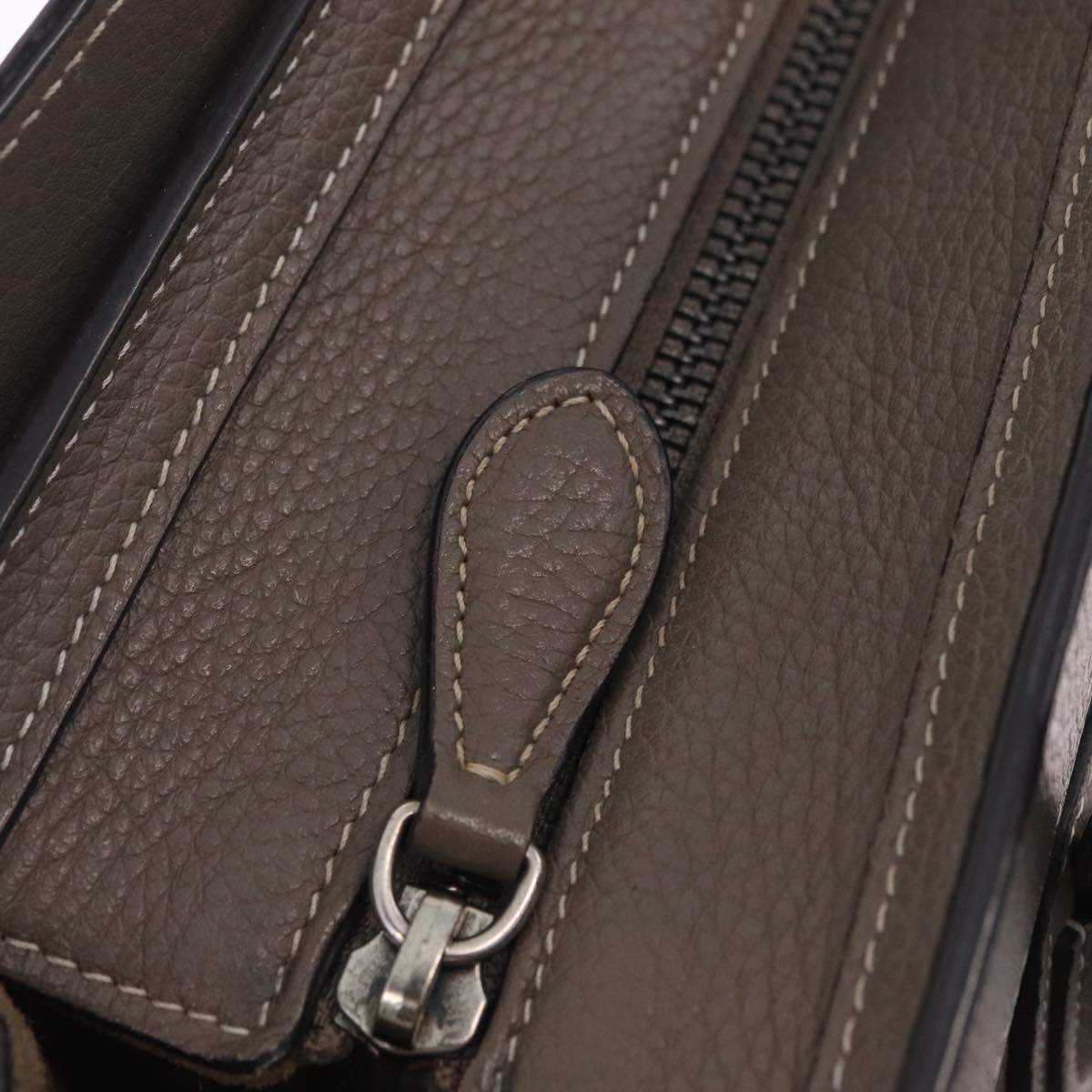 CELINE Luggage Nano Shopper Hand Bag Leather 2way Gray Silver Auth 210837V