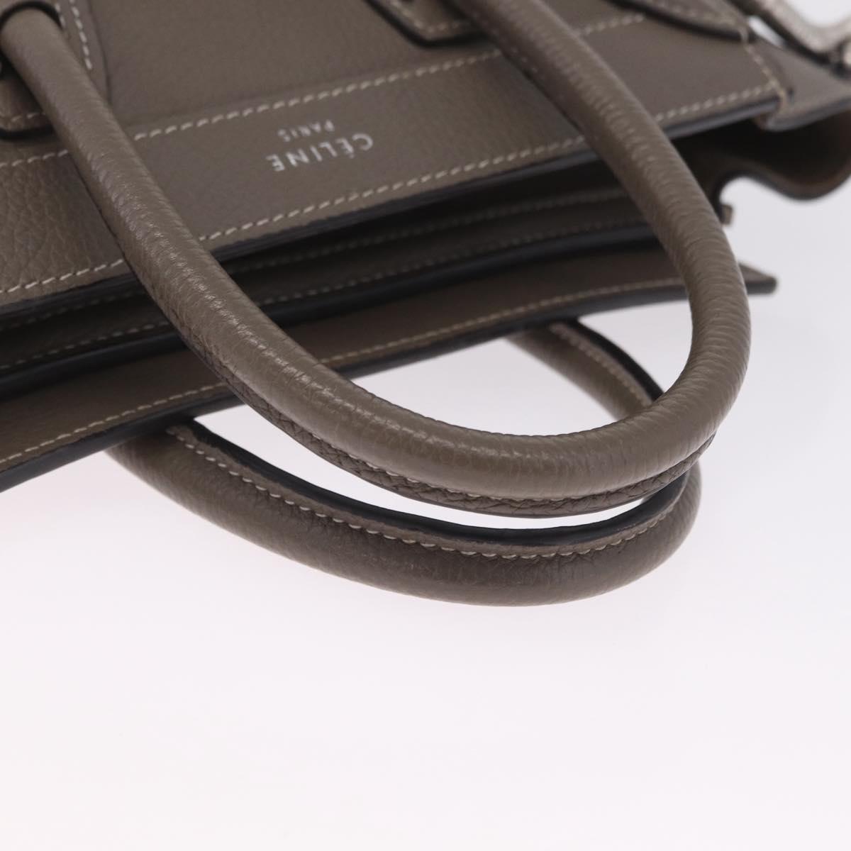 CELINE Luggage Nano Shopper Hand Bag Leather 2way Gray Silver Auth 210837V