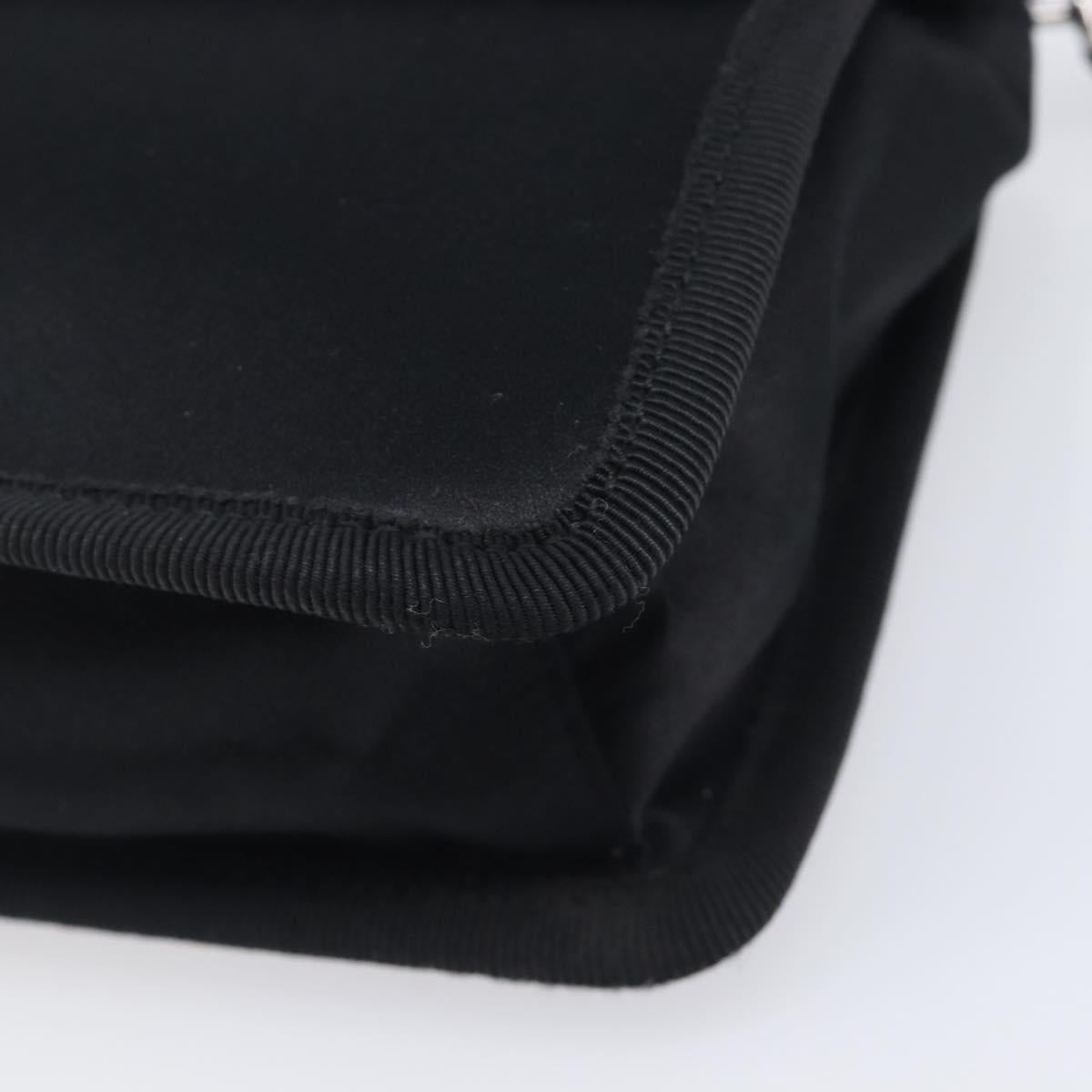 PRADA Chain Shoulder Bag Satin Black Silver Auth 210840V
