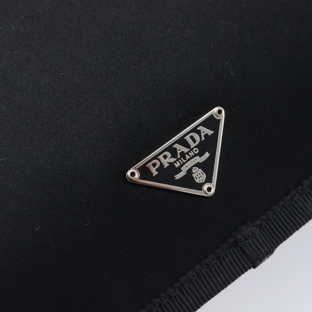 PRADA Chain Shoulder Bag Satin Black Silver Auth 210840V