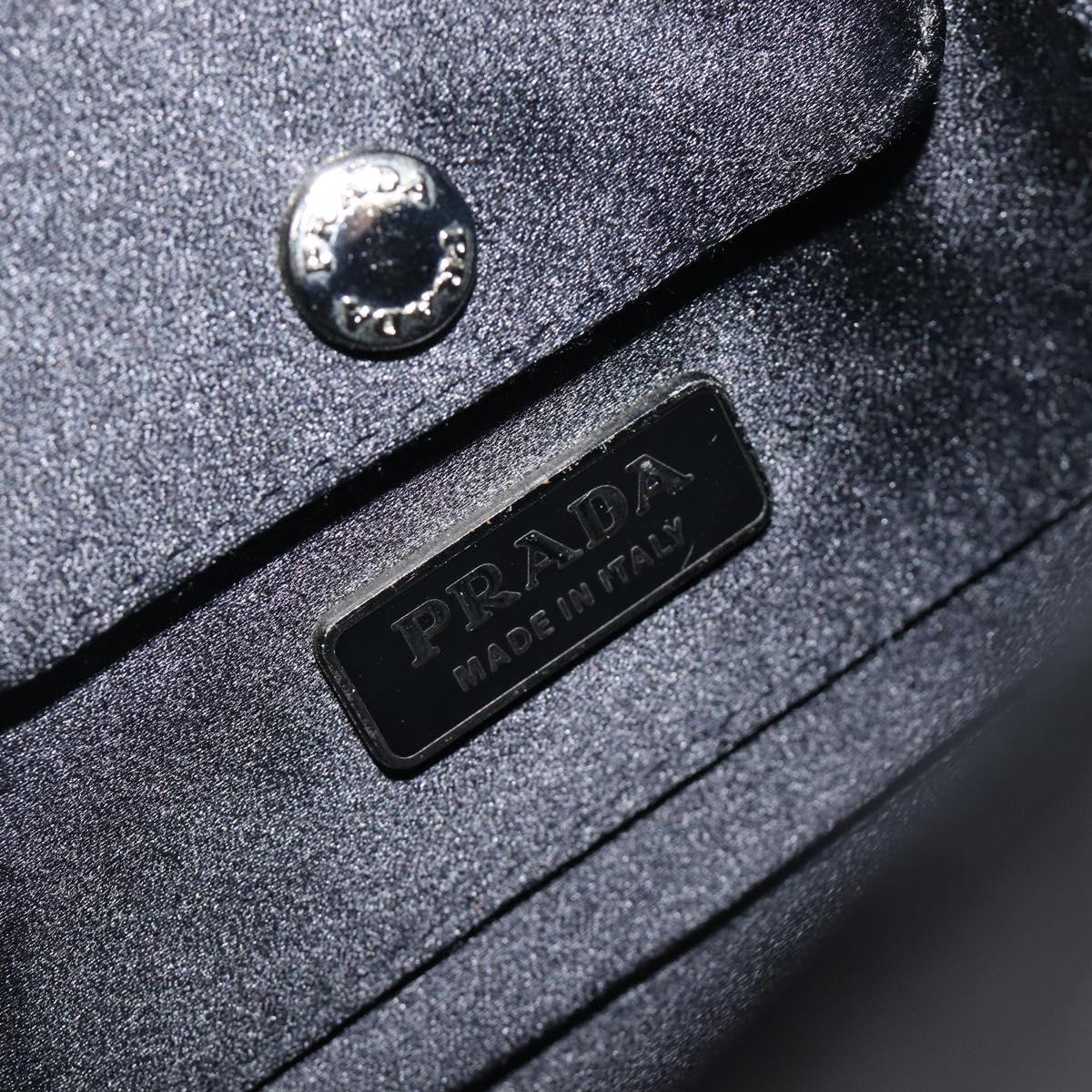 PRADA Chain Shoulder Bag Satin Black Silver Auth 210840V