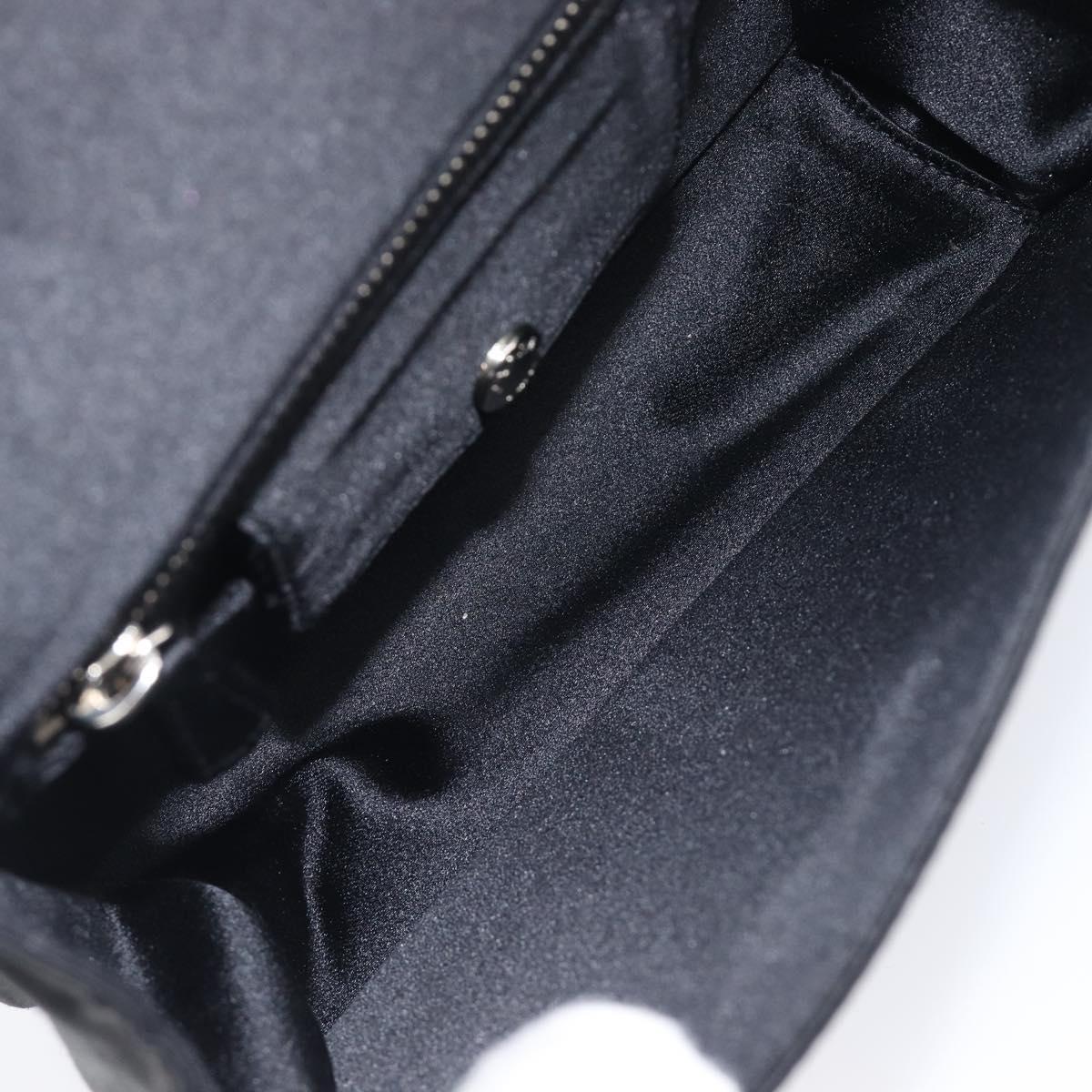 PRADA Chain Shoulder Bag Satin Black Silver Auth 210840V