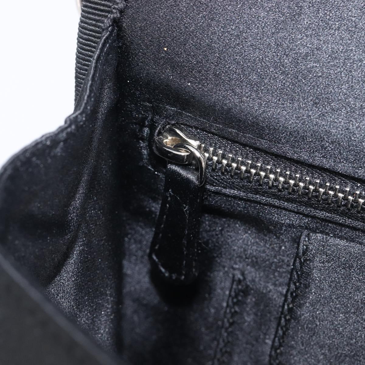 PRADA Chain Shoulder Bag Satin Black Silver Auth 210840V