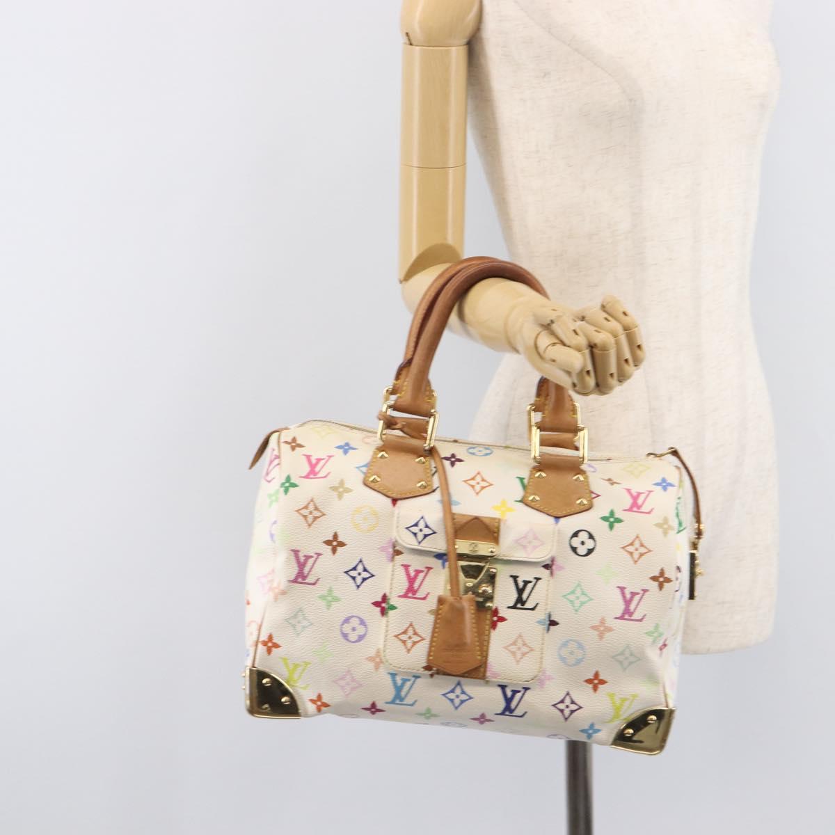 LOUIS VUITTON Monogram Multicolor Speedy 30 Bag White Bron M92643 LV Auth 210841