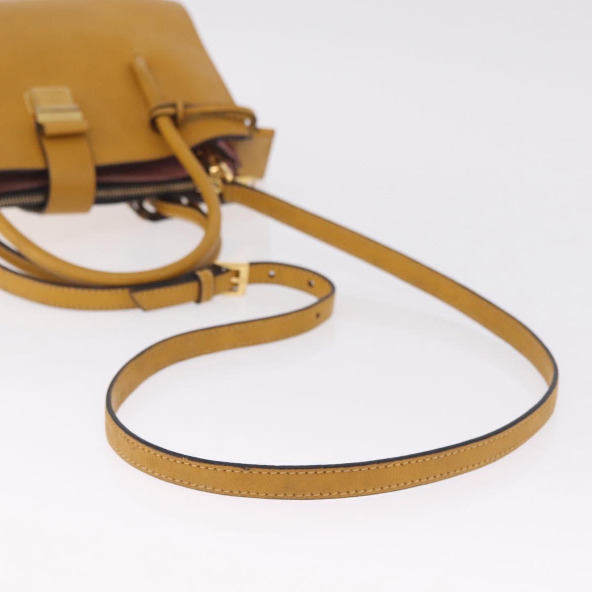Miu Miu Madras Hand Bag Leather 2way Yellow Gold Auth 210842A