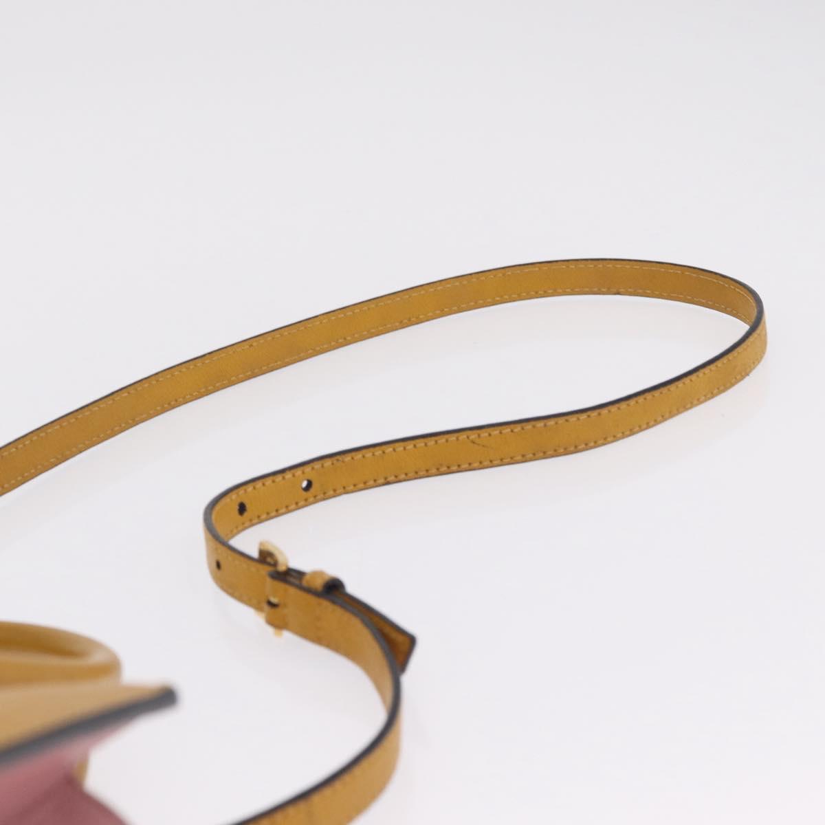 Miu Miu Madras Hand Bag Leather 2way Yellow Gold Auth 210842A