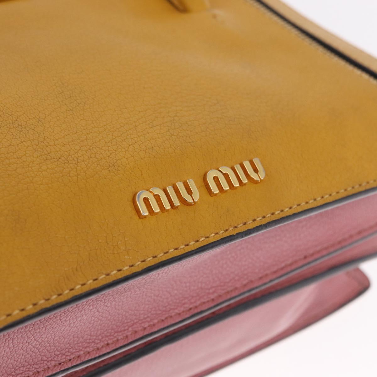 Miu Miu Madras Hand Bag Leather 2way Yellow Gold Auth 210842A