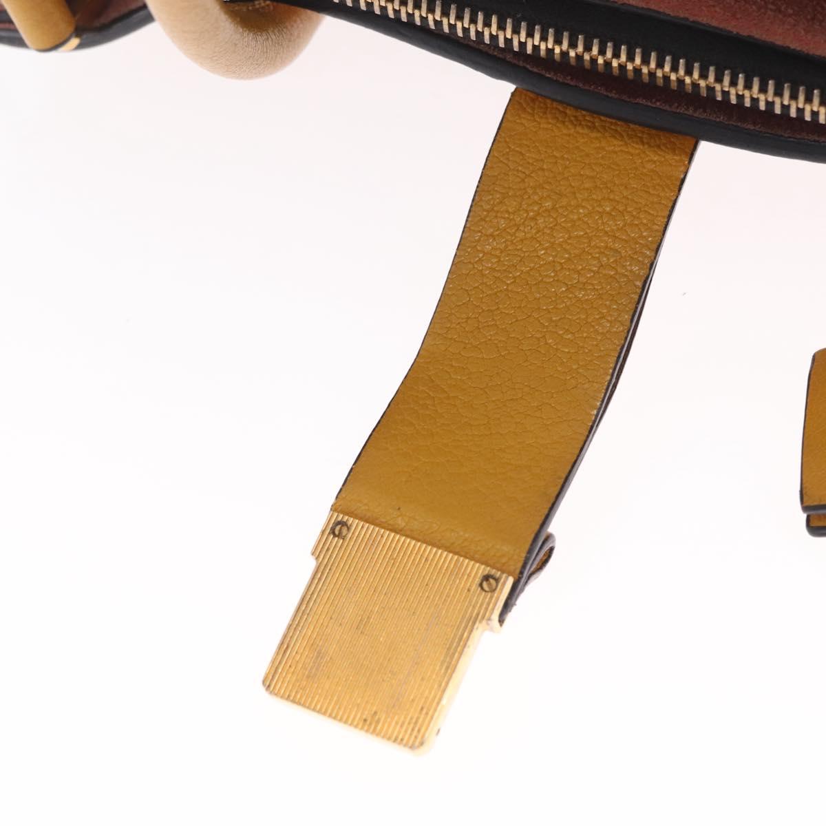 Miu Miu Madras Hand Bag Leather 2way Yellow Gold Auth 210842A