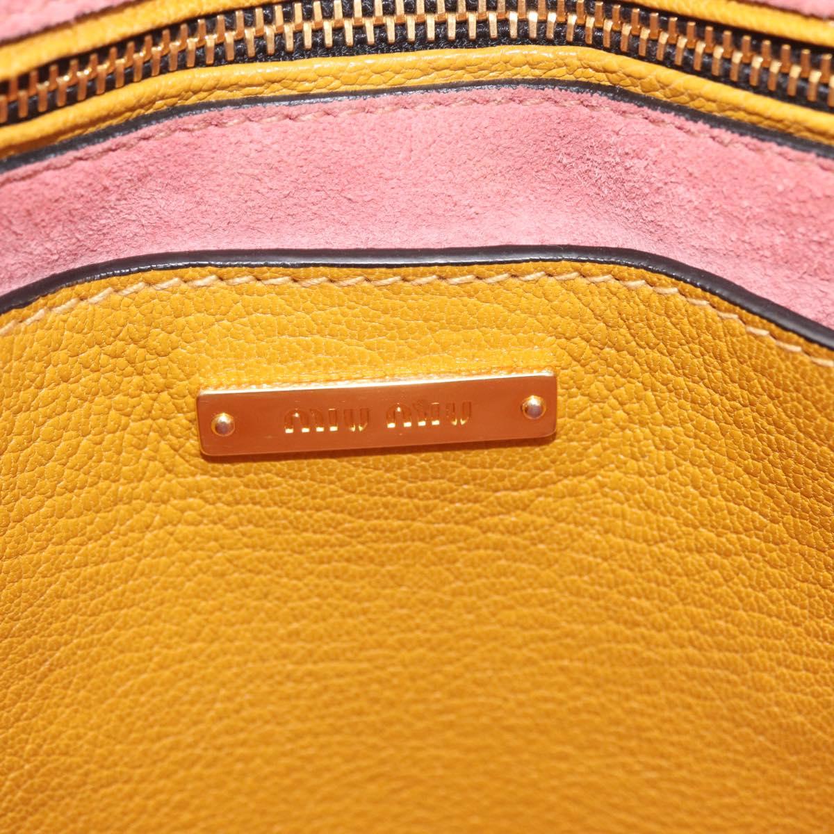 Miu Miu Madras Hand Bag Leather 2way Yellow Gold Auth 210842A
