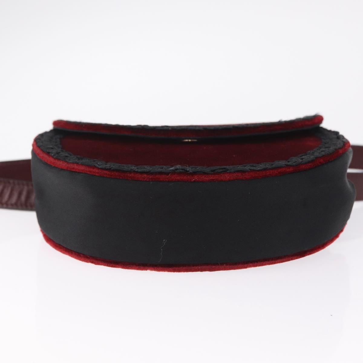 Saint Laurent Waist bag Velor Bordeaux Gold Auth 210843A