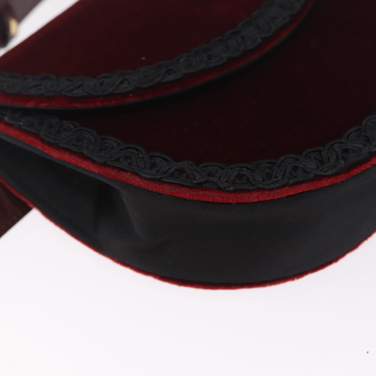 Saint Laurent Waist bag Velor Bordeaux Gold Auth 210843A