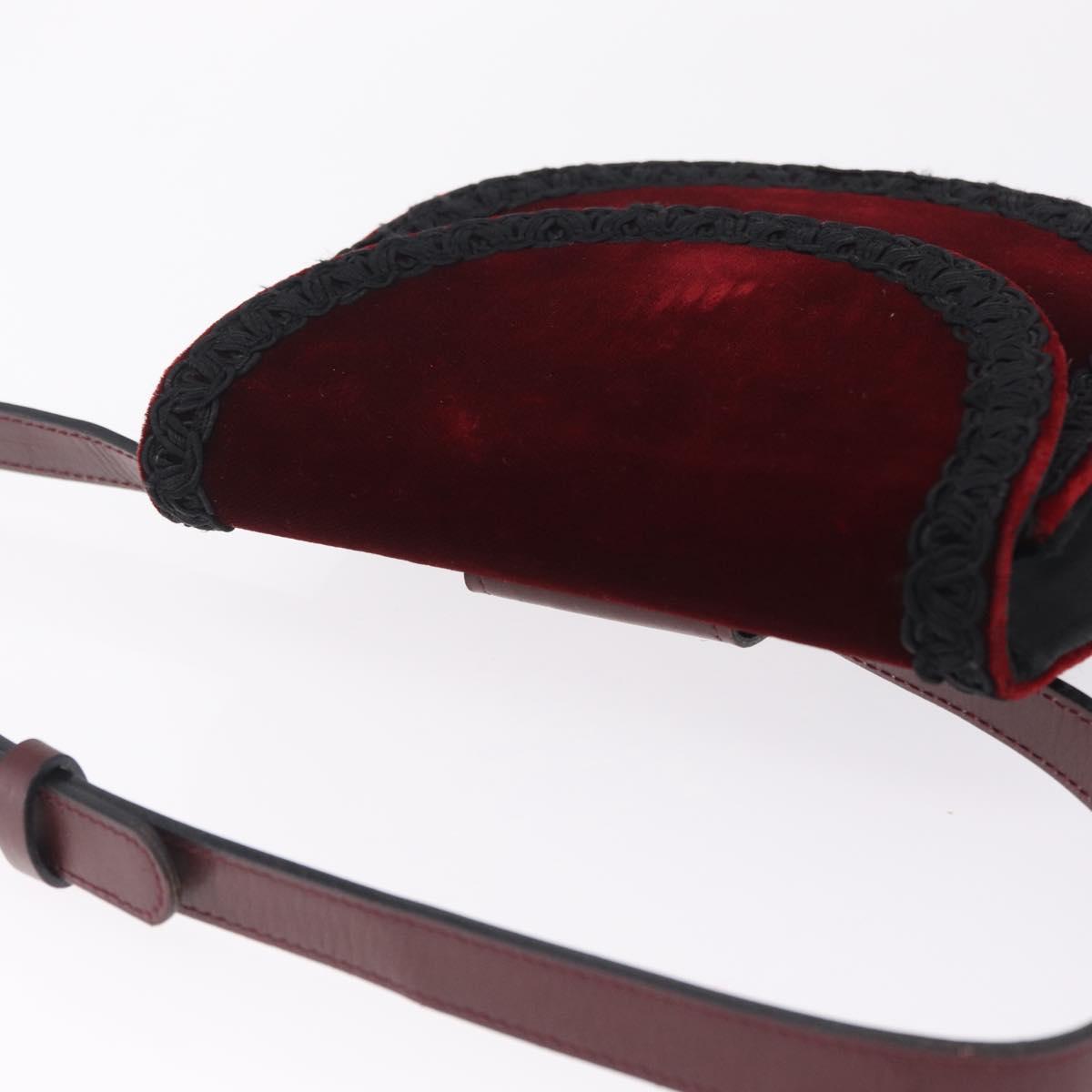 Saint Laurent Waist bag Velor Bordeaux Gold Auth 210843A