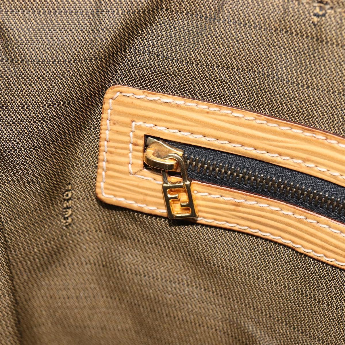 FENDI Zucca Canvas Hand Bag Black Brown Auth 210844A