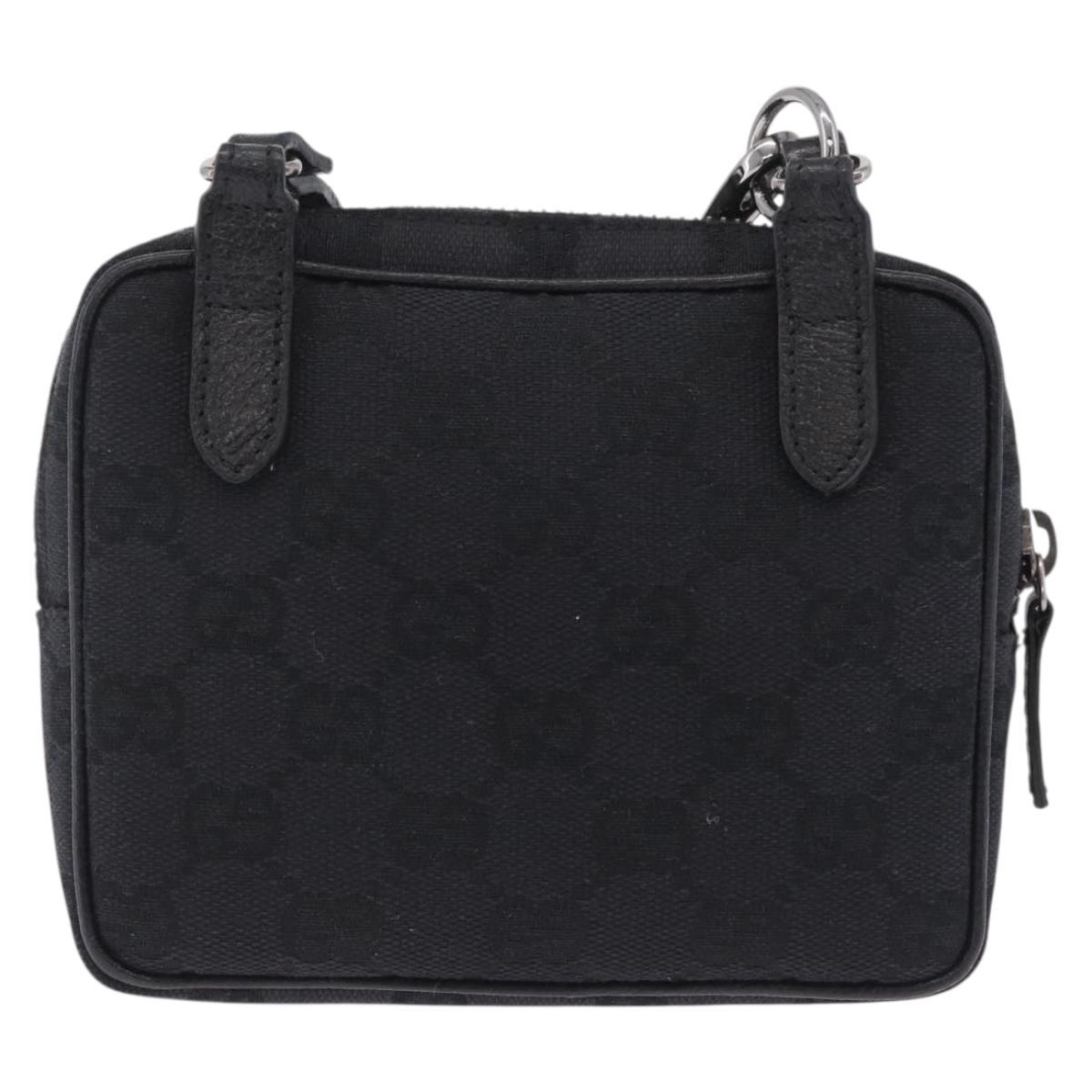 GUCCI GG Canvas Shoulder Bag Black Silver 120975 Auth 210848