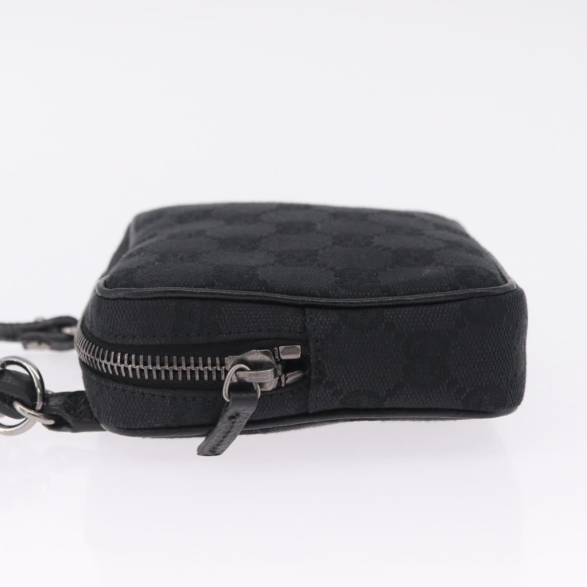 GUCCI GG Canvas Shoulder Bag Black Silver 120975 Auth 210848