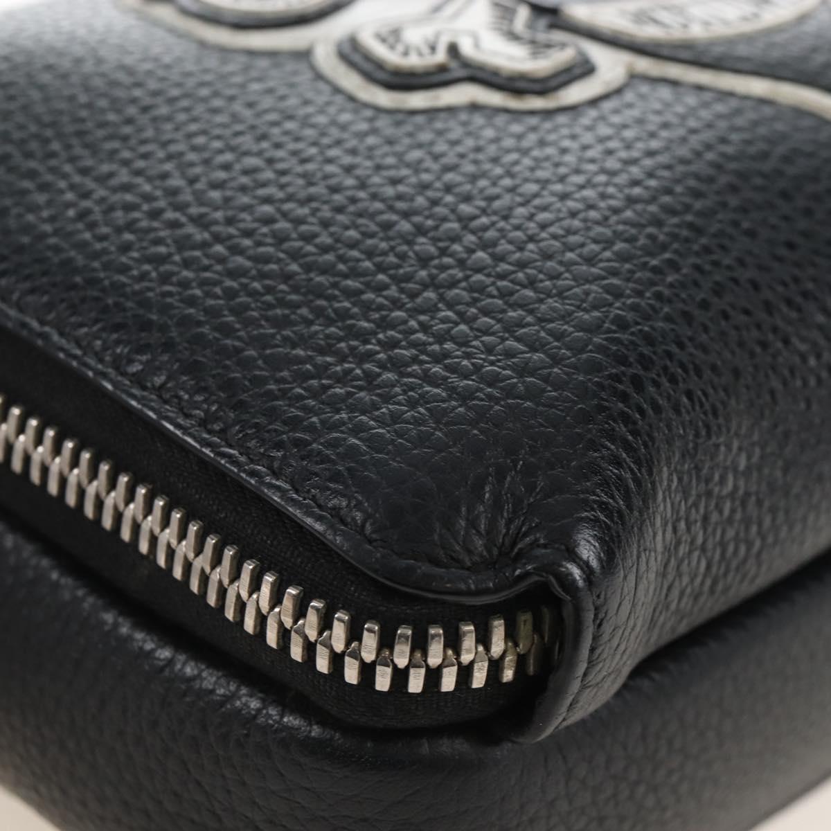 Christian Dior Shoulder Bag Leather Shawn Stussy Black Silver Auth 210852M