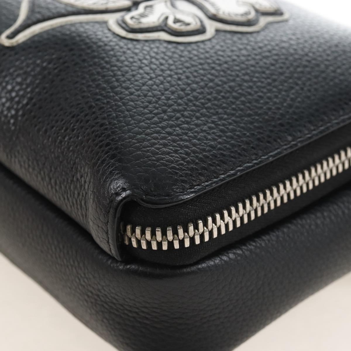Christian Dior Shoulder Bag Leather Shawn Stussy Black Silver Auth 210852M