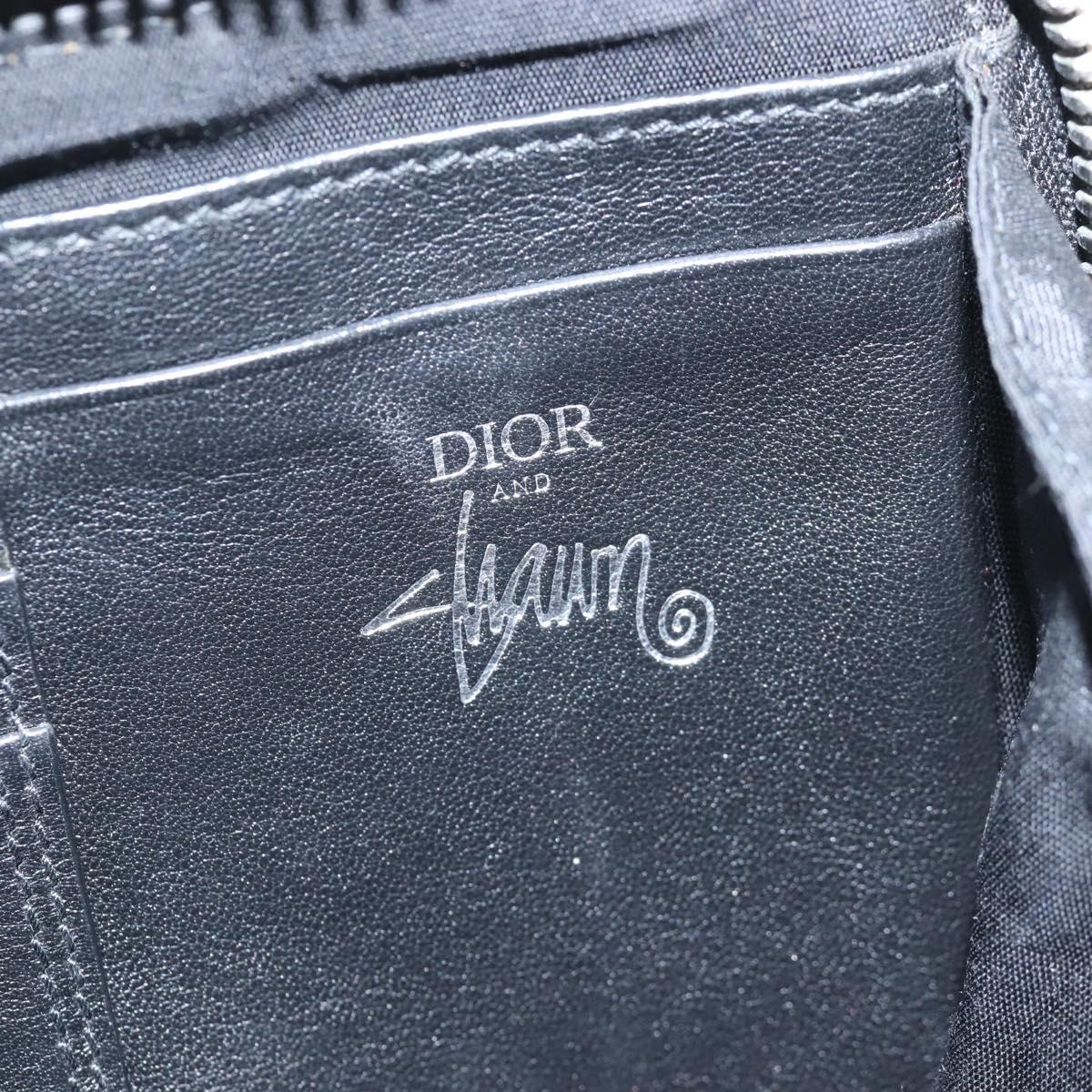 Christian Dior Shoulder Bag Leather Shawn Stussy Black Silver Auth 210852M