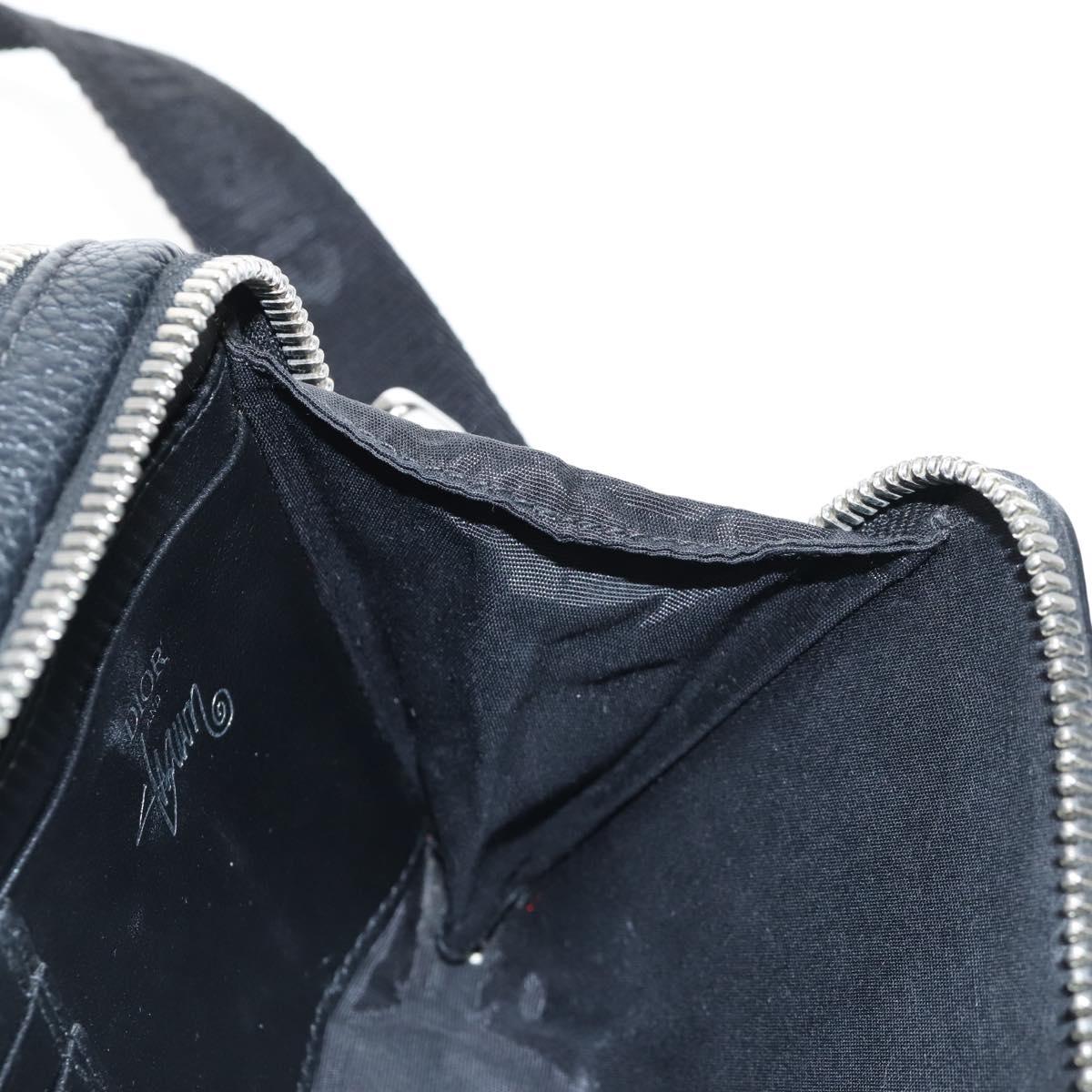 Christian Dior Shoulder Bag Leather Shawn Stussy Black Silver Auth 210852M