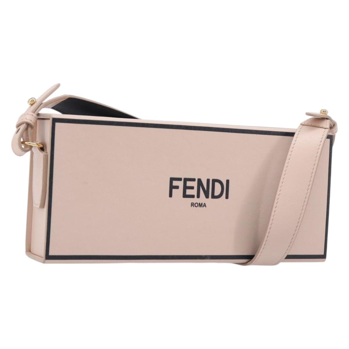 FENDI Box Shoulder Bag Leather Pink Gold Tone 8BT840 Auth 210859M