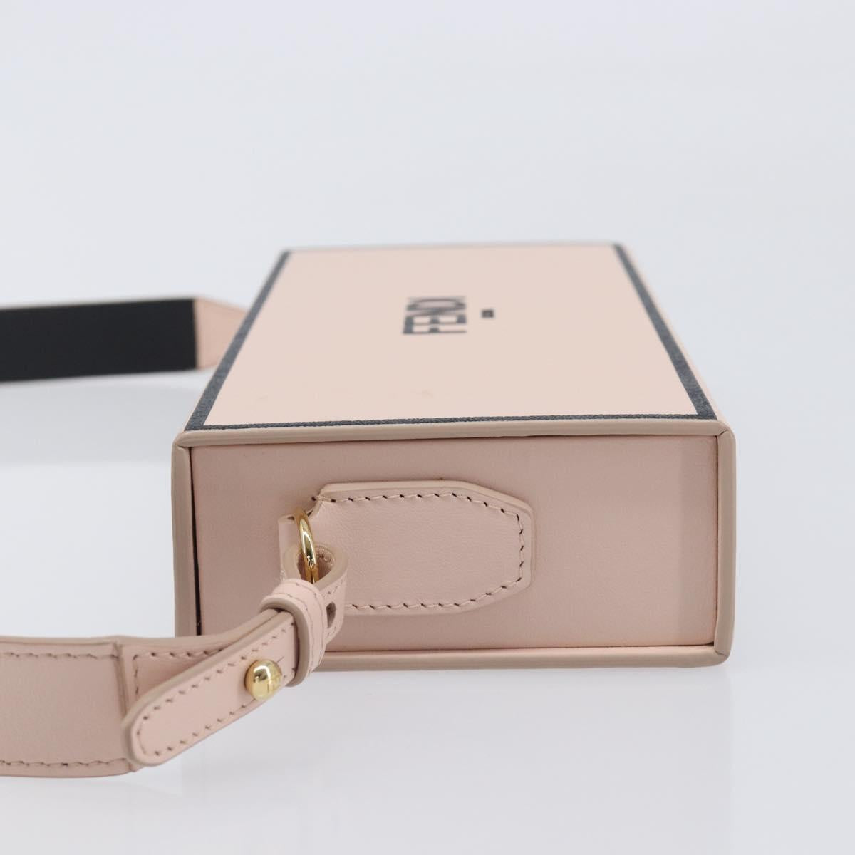 FENDI Box Shoulder Bag Leather Pink Gold Tone 8BT840 Auth 210859M