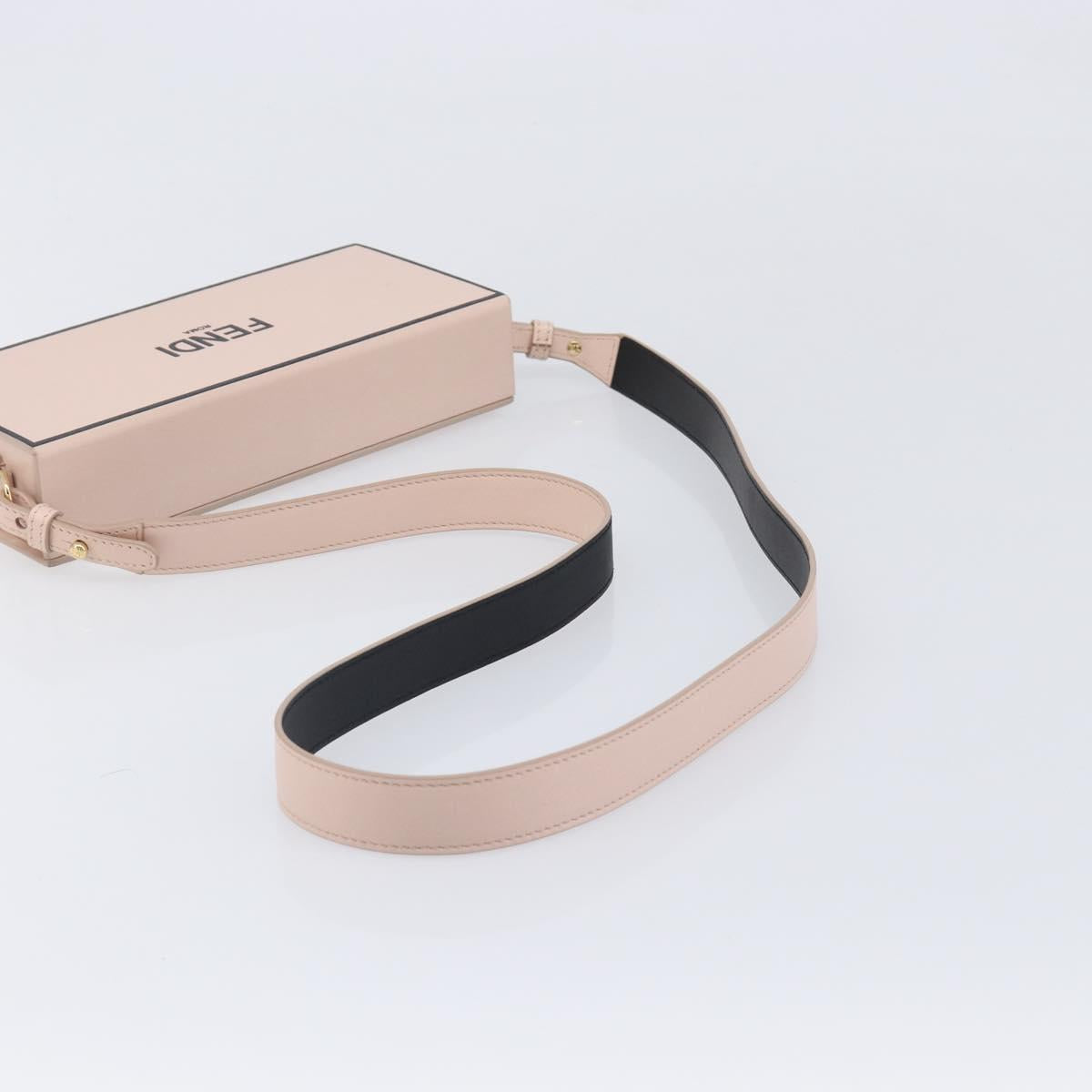 FENDI Box Shoulder Bag Leather Pink Gold Tone 8BT840 Auth 210859M