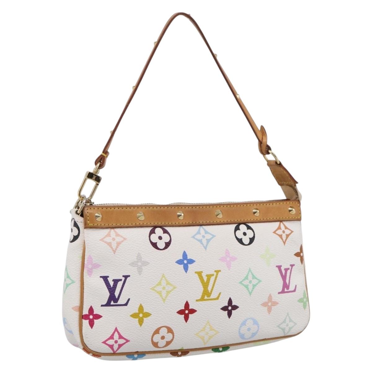 LOUIS VUITTON Multicolor Pochette Accessoires Pouch White M92649 LV Auth 210861V