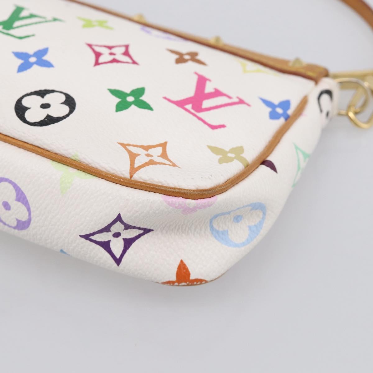 LOUIS VUITTON Multicolor Pochette Accessoires Pouch White M92649 LV Auth 210861V