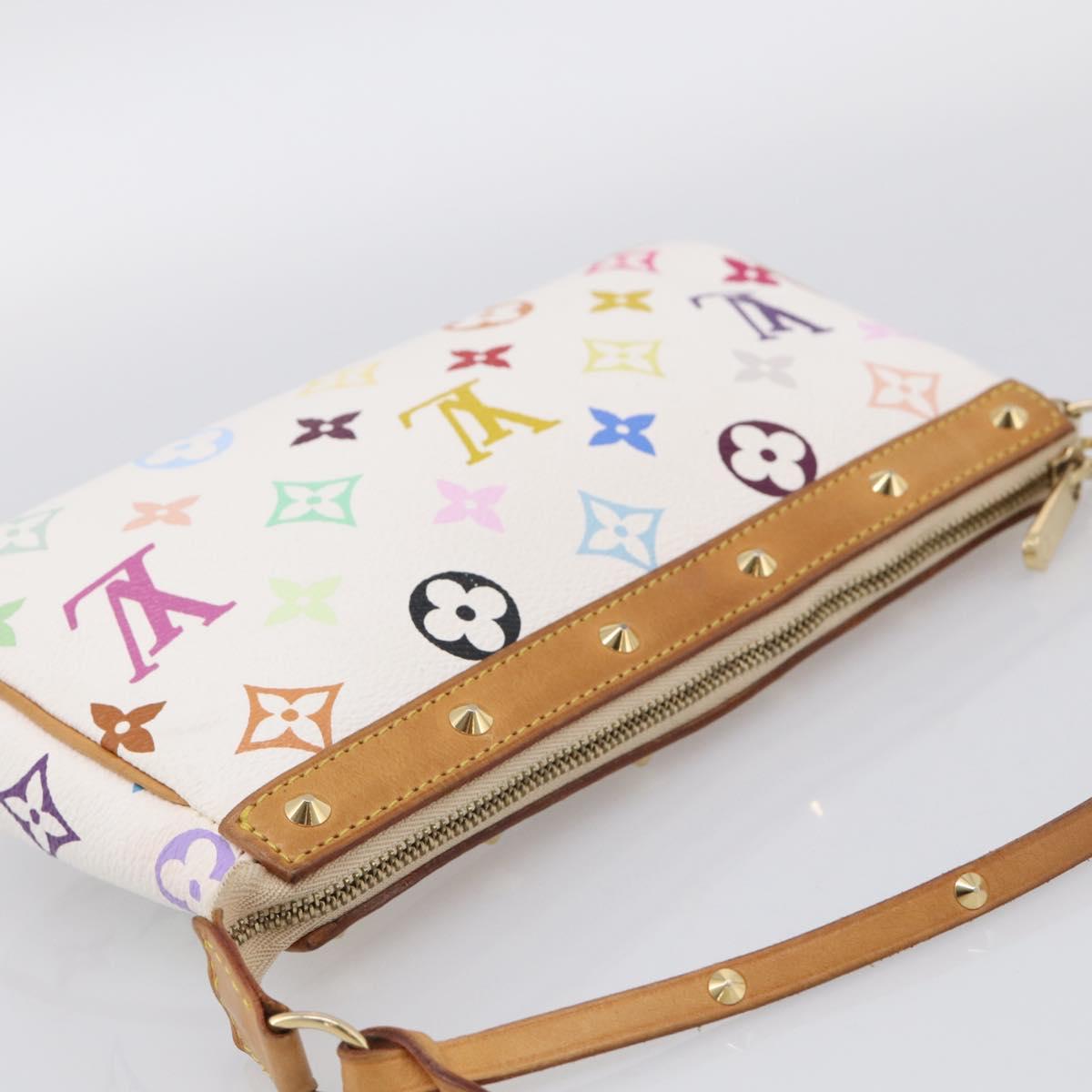 LOUIS VUITTON Multicolor Pochette Accessoires Pouch White M92649 LV Auth 210861V