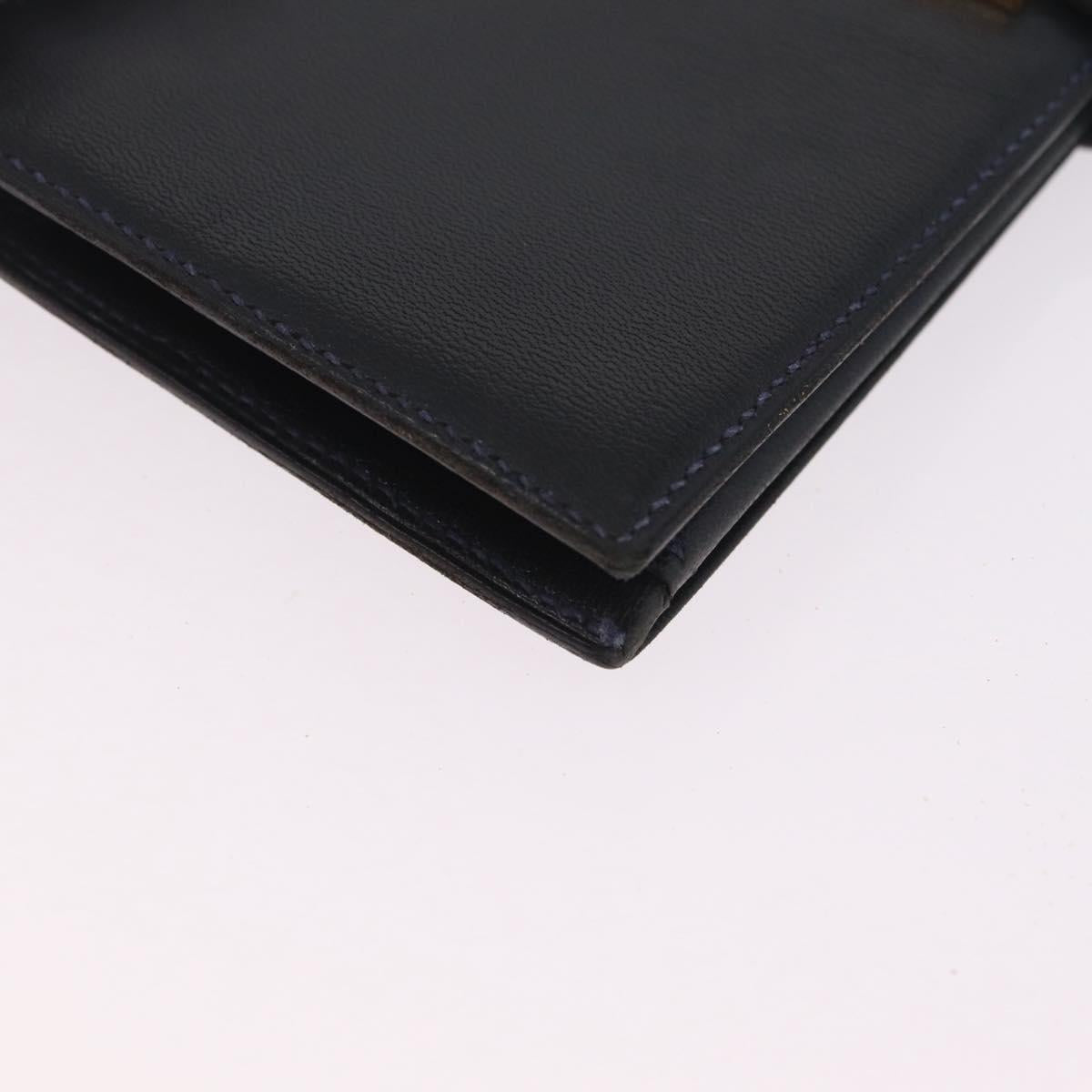 HERMES Bean Long Wallet Leather Black Gold Auth 210865A