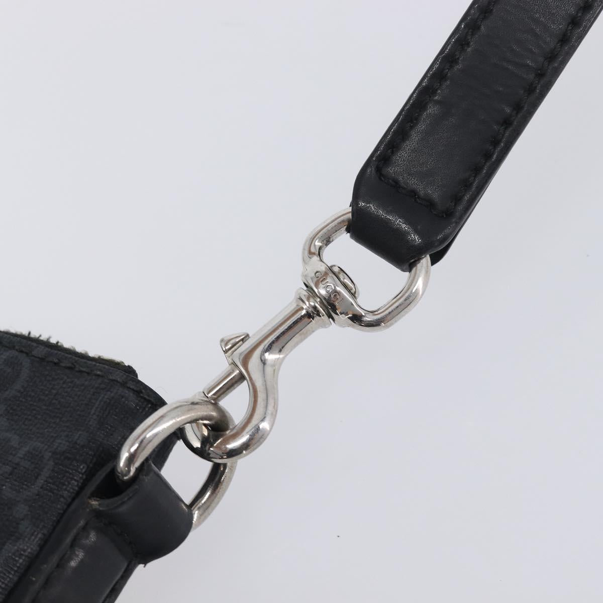 GUCCI GG Supreme Sherry Line Shoulder Bag PVC Black Silver 474139 Auth 210868V