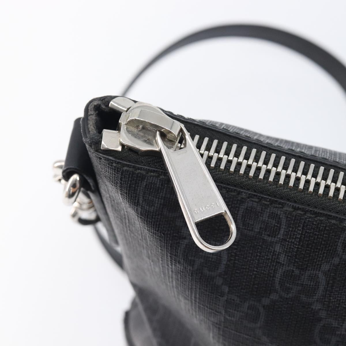 GUCCI GG Supreme Sherry Line Shoulder Bag PVC Black Silver 474139 Auth 210868V