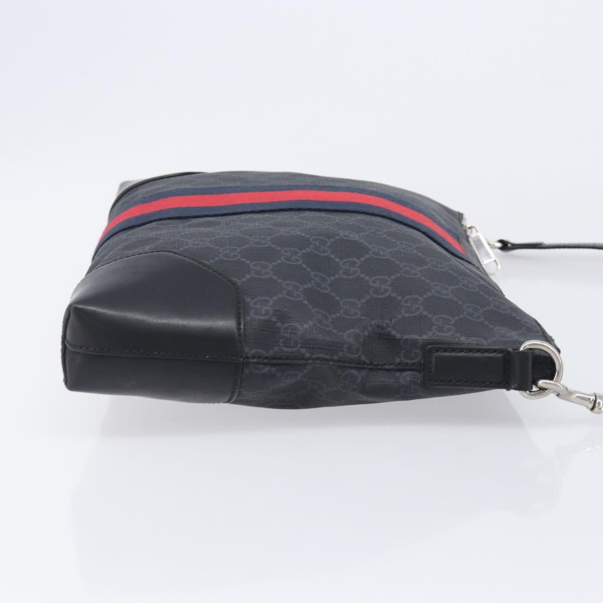 GUCCI GG Supreme Sherry Line Shoulder Bag PVC Black Silver 474139 Auth 210868V