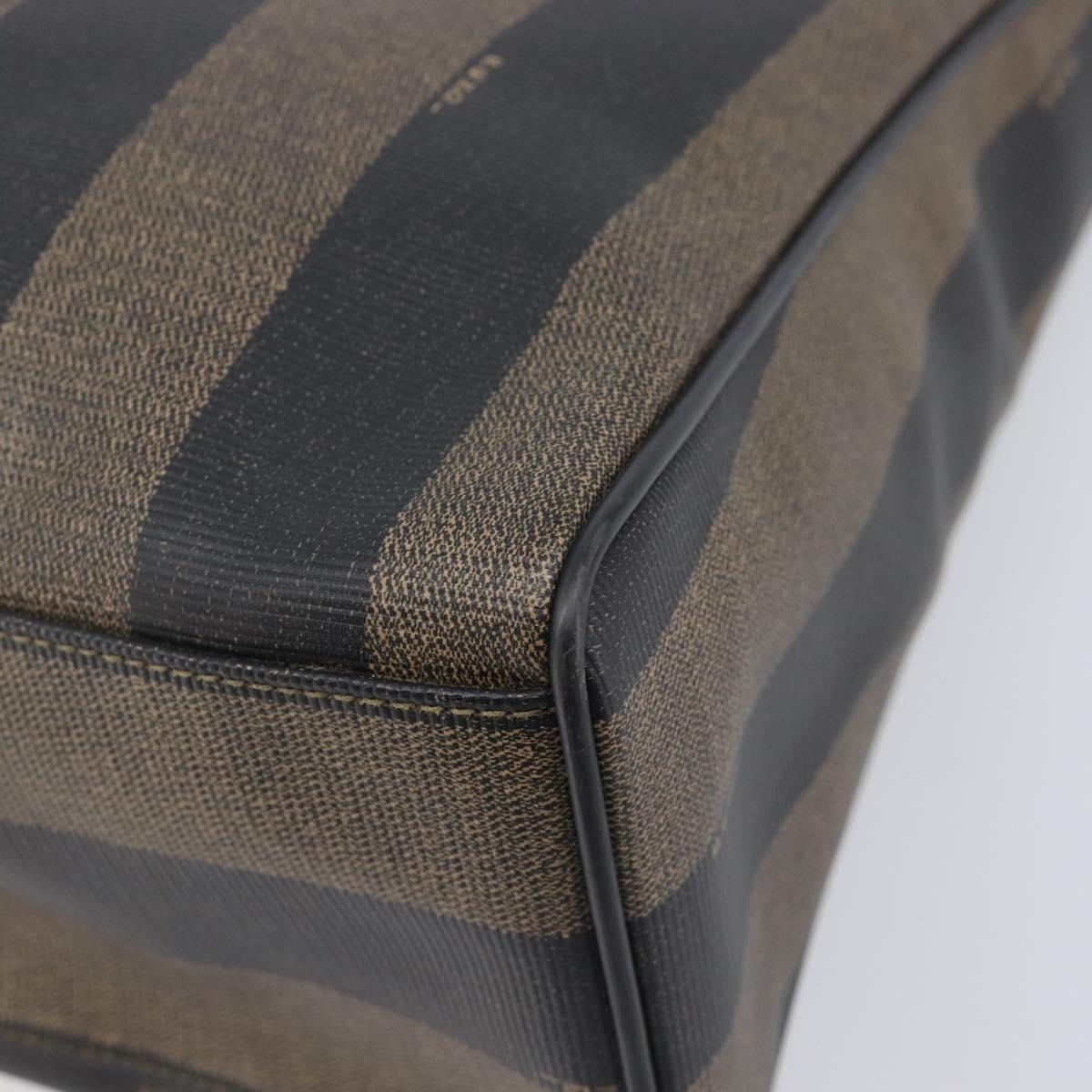FENDI Pequin Canvas Tote Bag PVC Brown Black Auth 210869A