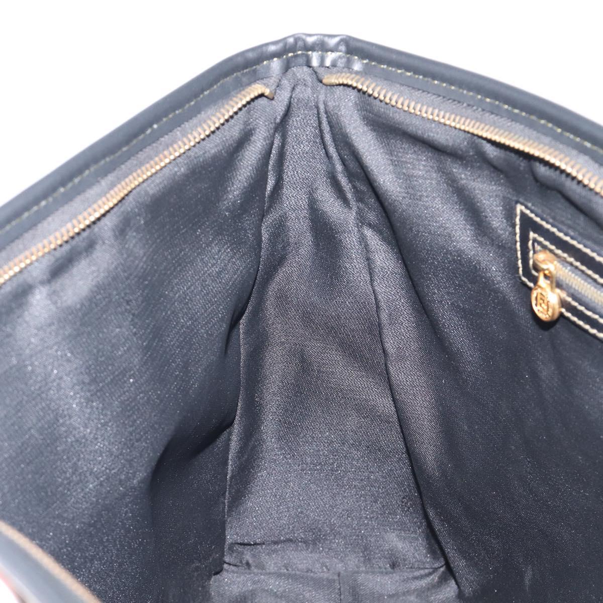 FENDI Pequin Canvas Tote Bag PVC Brown Black Auth 210869A