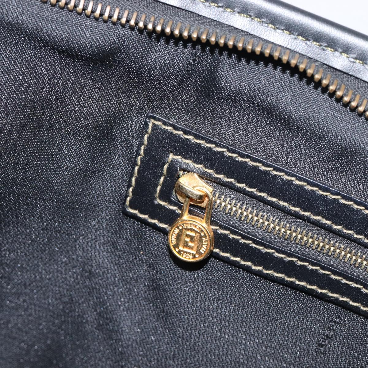 FENDI Pequin Canvas Tote Bag PVC Brown Black Auth 210869A