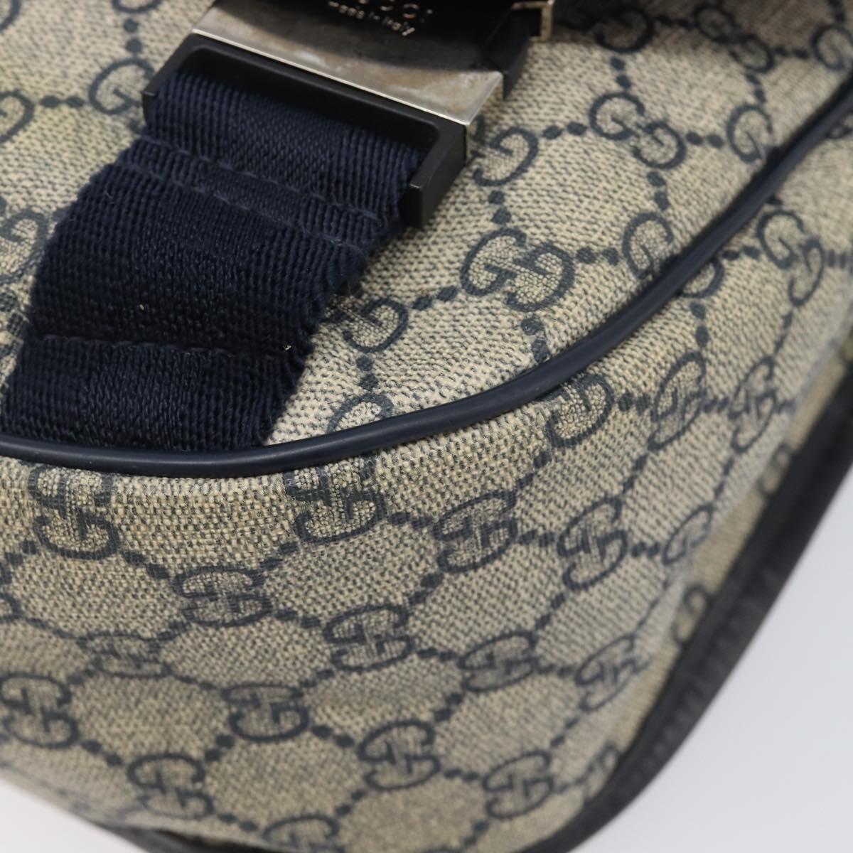 GUCCI GG Supreme Shoulder Bag PVC Navy Silver 201732 Auth 210870A