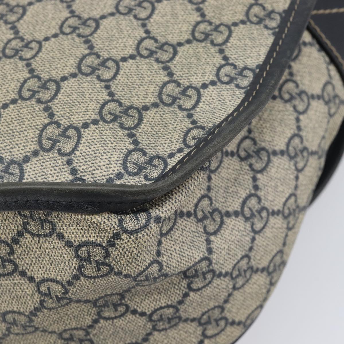 GUCCI GG Supreme Shoulder Bag PVC Navy Silver 201732 Auth 210870A