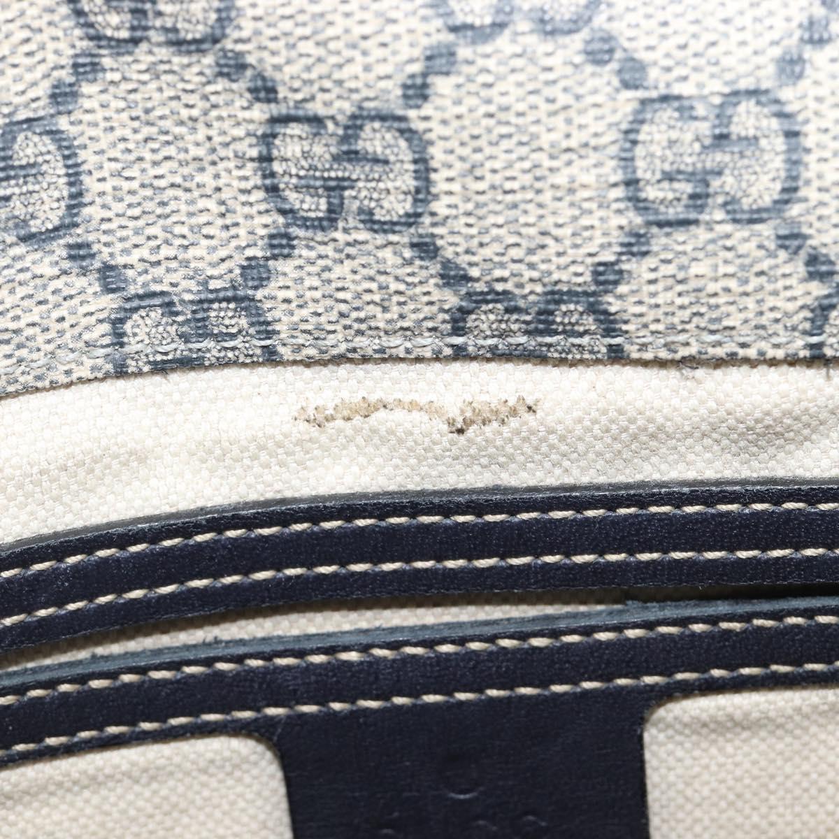 GUCCI GG Supreme Shoulder Bag PVC Navy Silver 201732 Auth 210870A