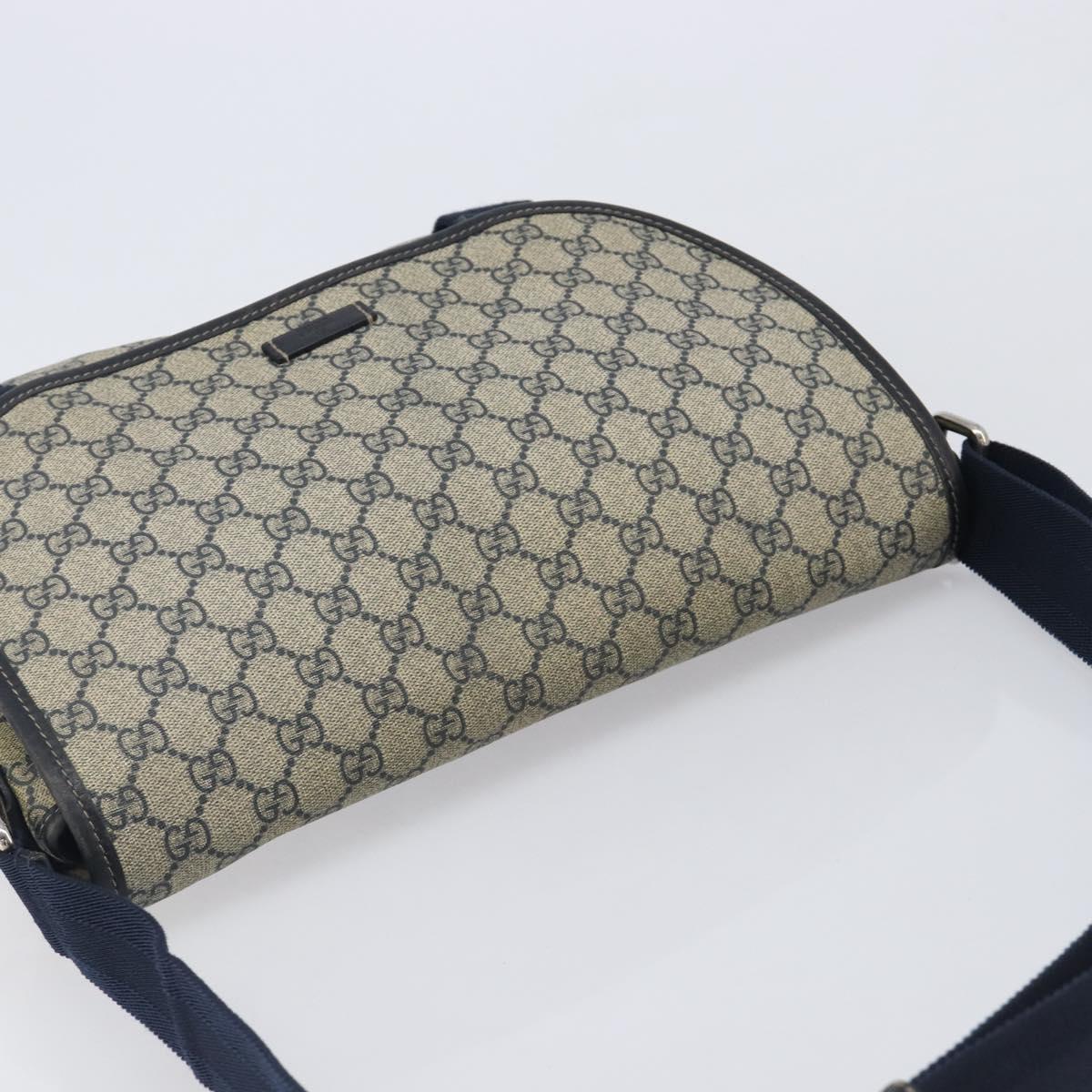 GUCCI GG Supreme Shoulder Bag PVC Navy Silver 201732 Auth 210870A
