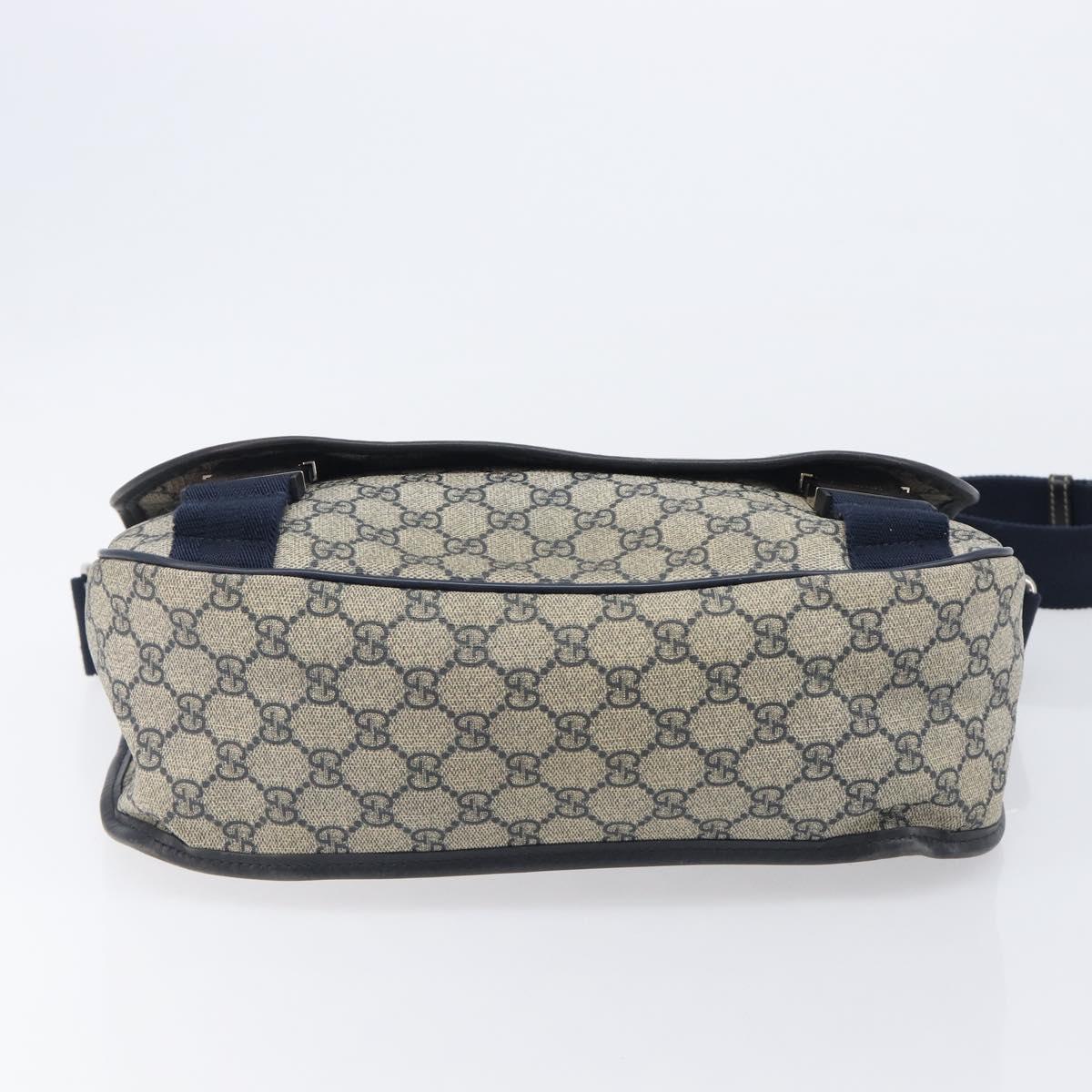 GUCCI GG Supreme Shoulder Bag PVC Navy Silver 201732 Auth 210870A