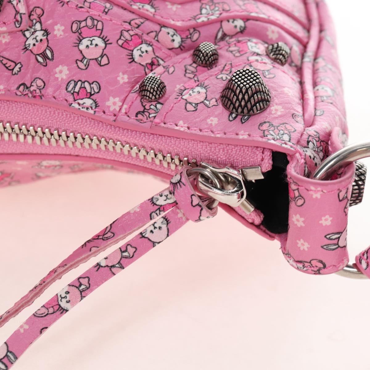 Balenciaga Luca Gol XS Shoulder Bag Leather Pink Silver 671309 Auth 210873M